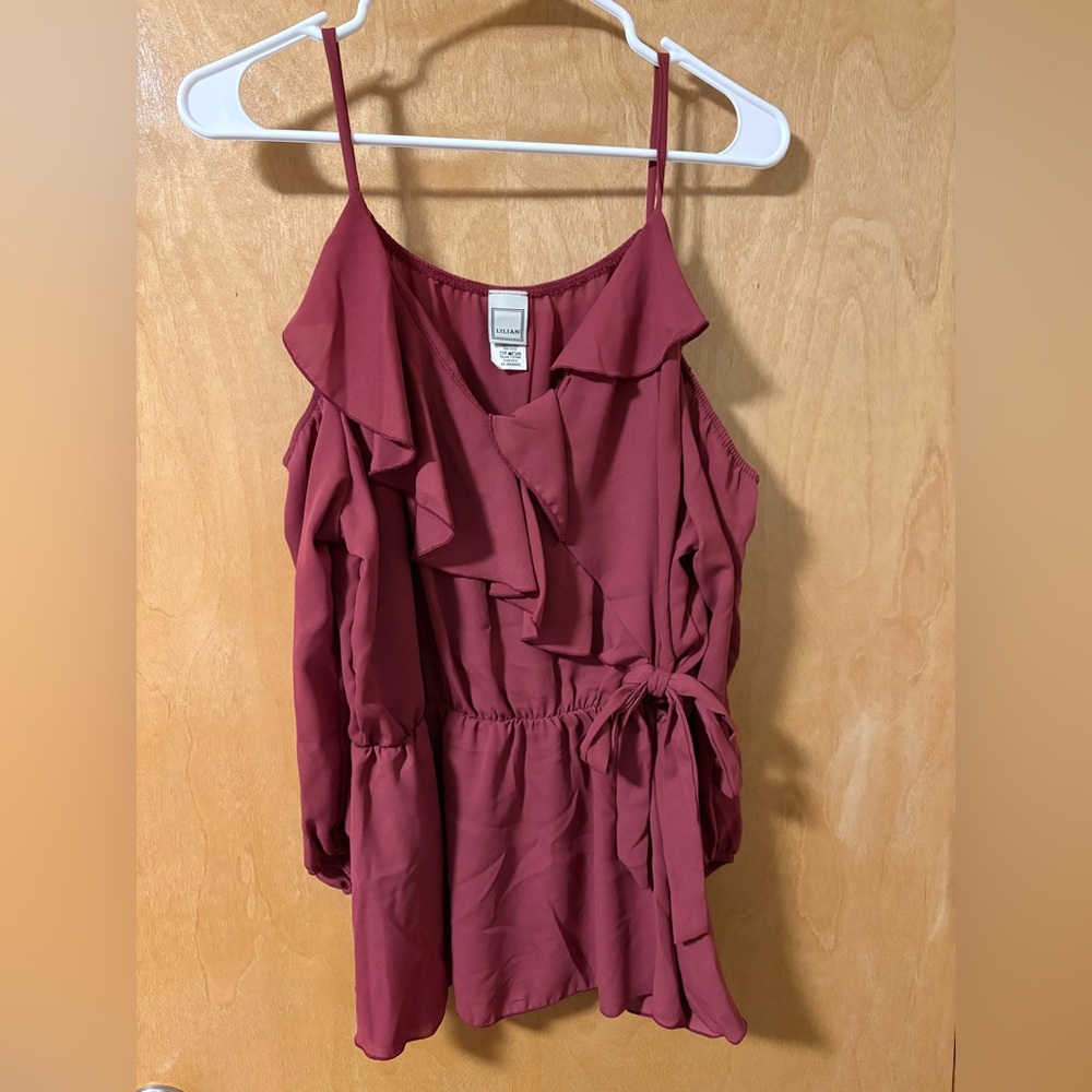 Elegant Ruffled Camisole in Wine